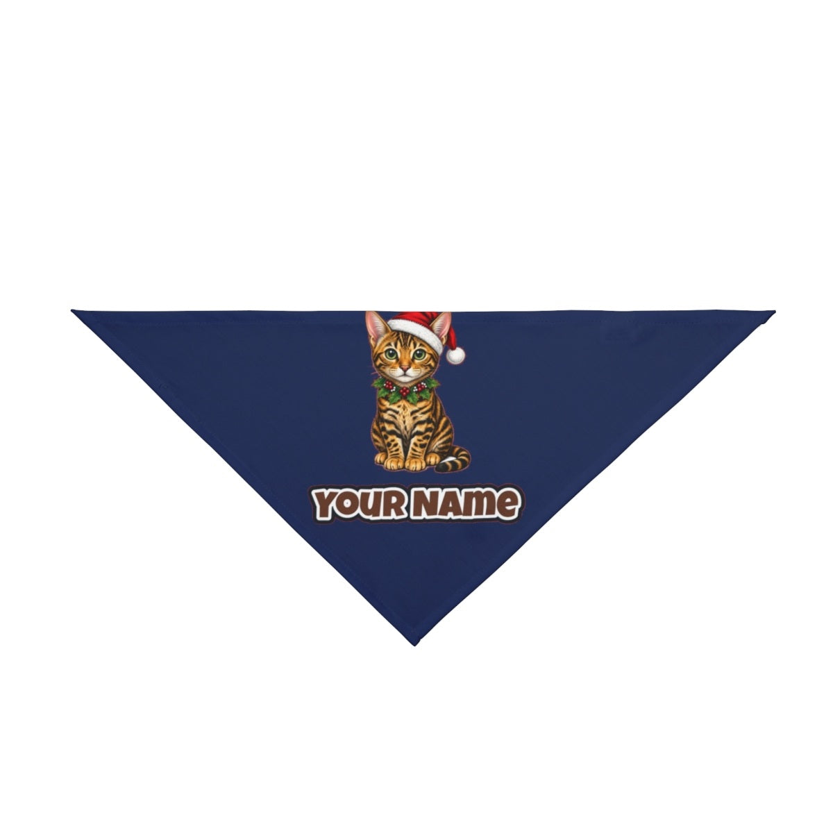 Bengal personalised Christmas pet bandana in navy, tie-on style