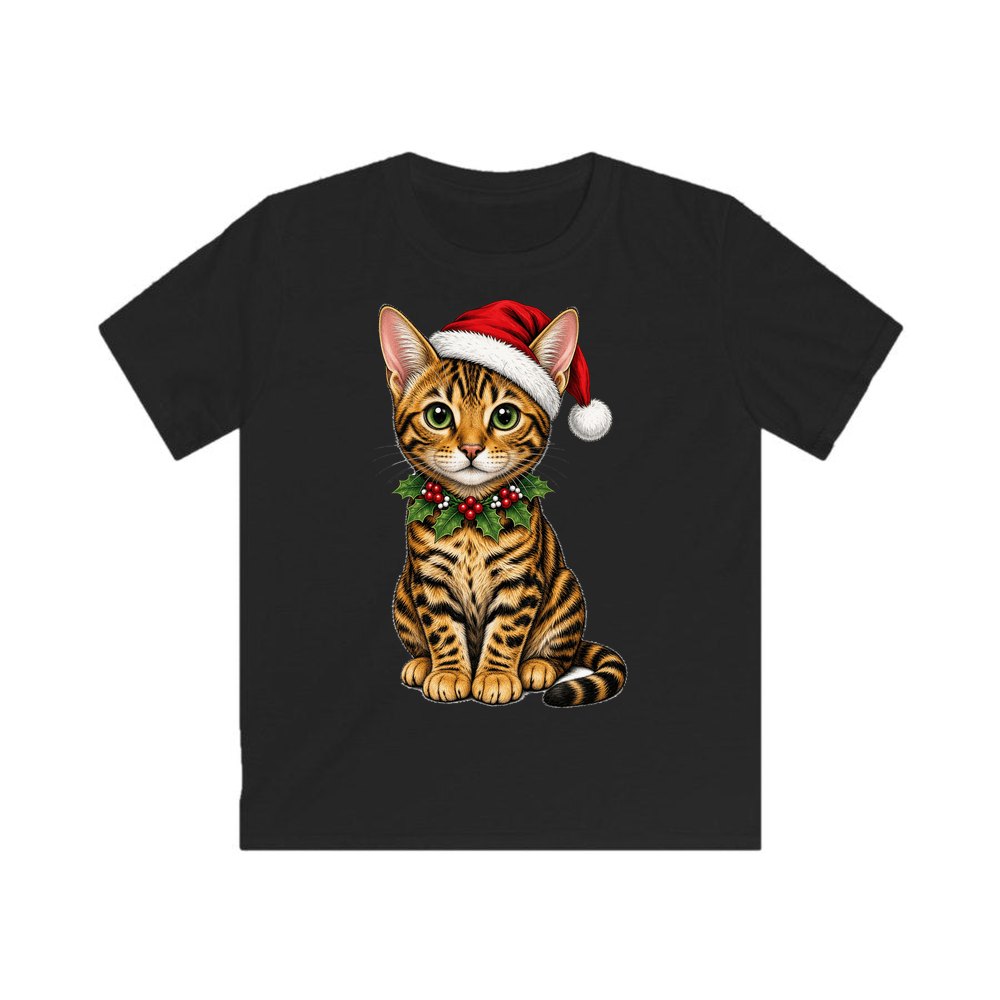 Bengal personalised kids Christmas tee in black