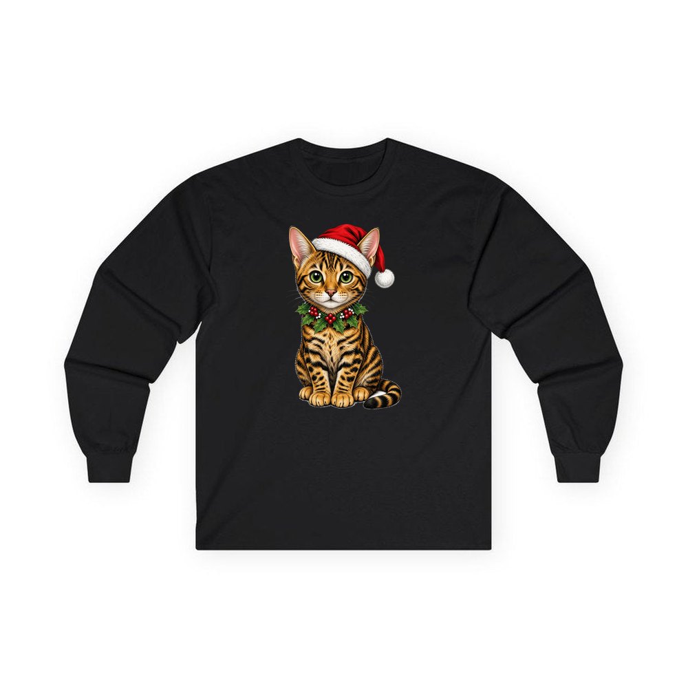 Bengal personalised long sleeve Christmas T-shirt in black