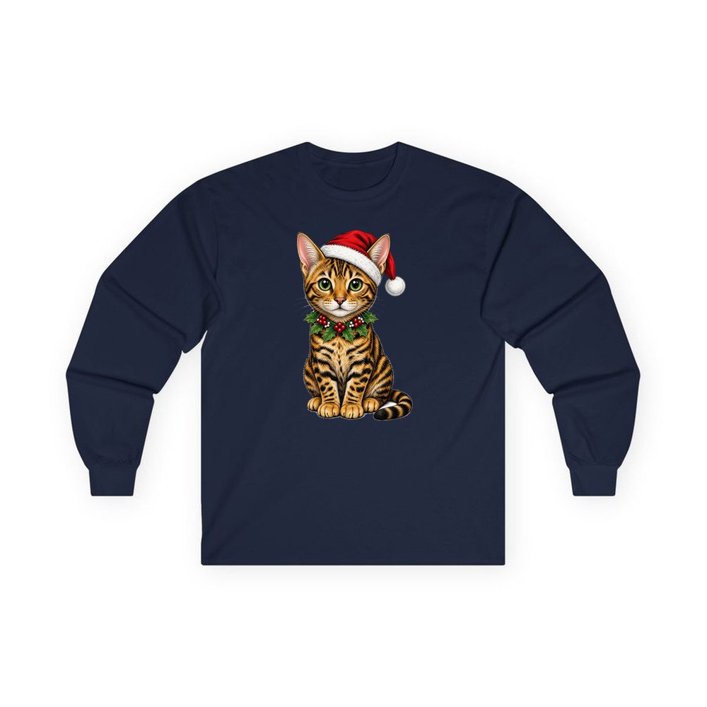 Bengal personalised long sleeve Christmas T-shirt in navy