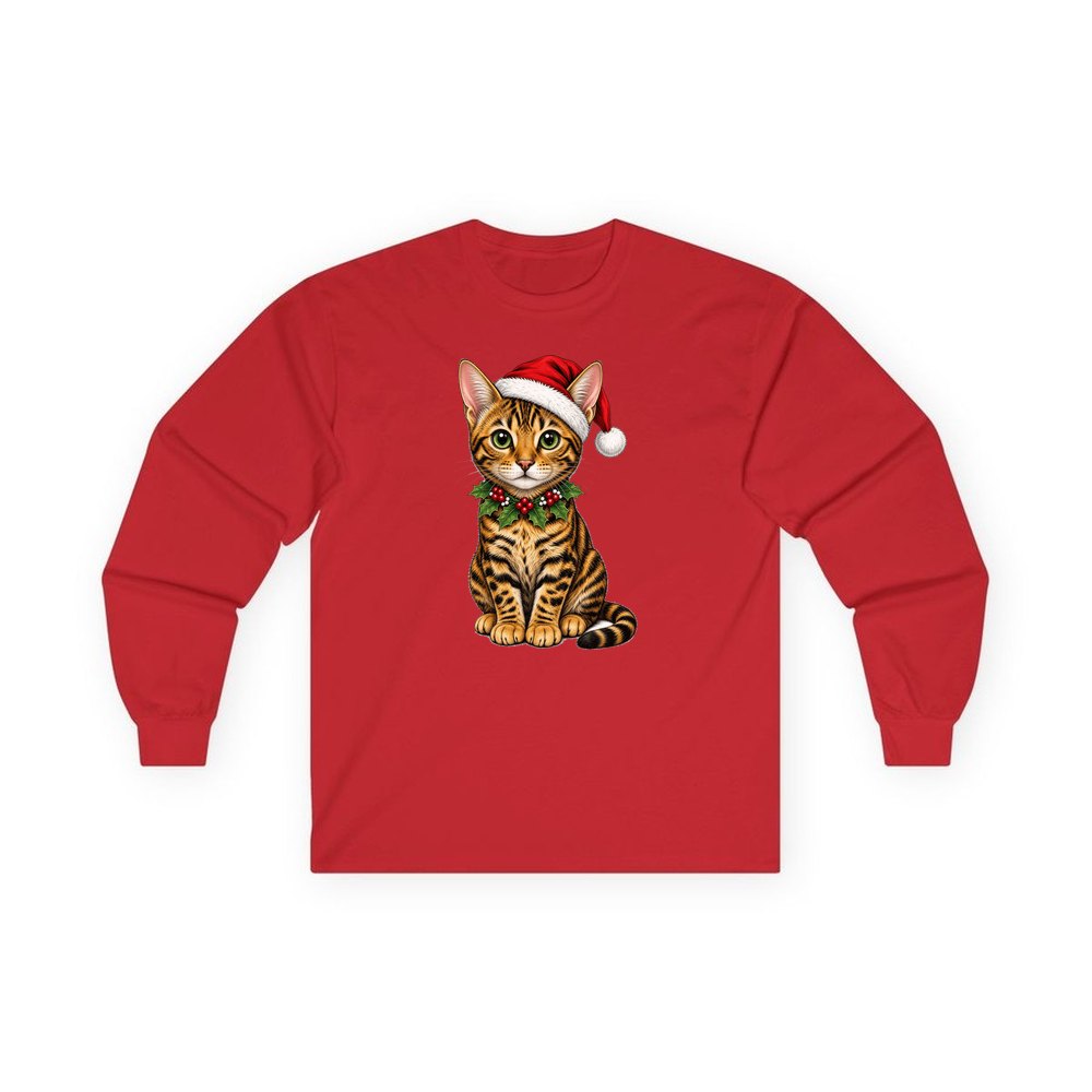Bengal personalised long sleeve Christmas T-shirt in red