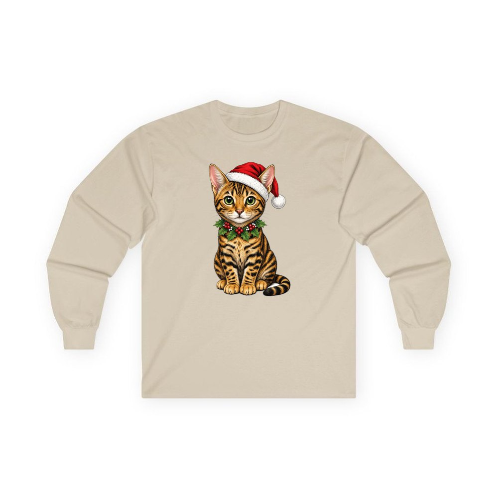 Bengal personalised long sleeve Christmas T-shirt in sand