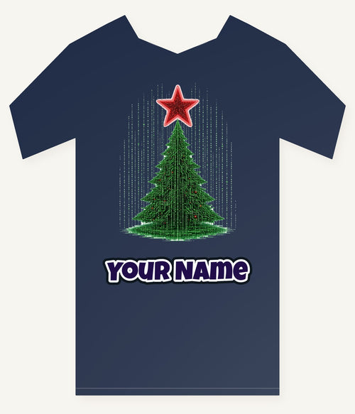 Binary Code Christmas Tree Personalised Kids and Baby Christmas Tee