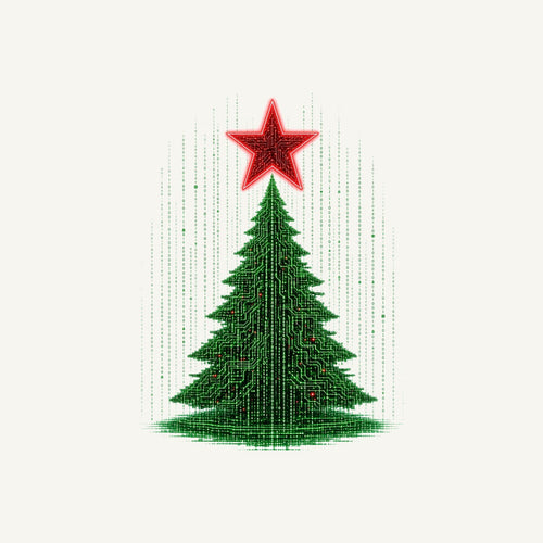 Binary Code Christmas Tree Personalised Kids and Baby Christmas Tee