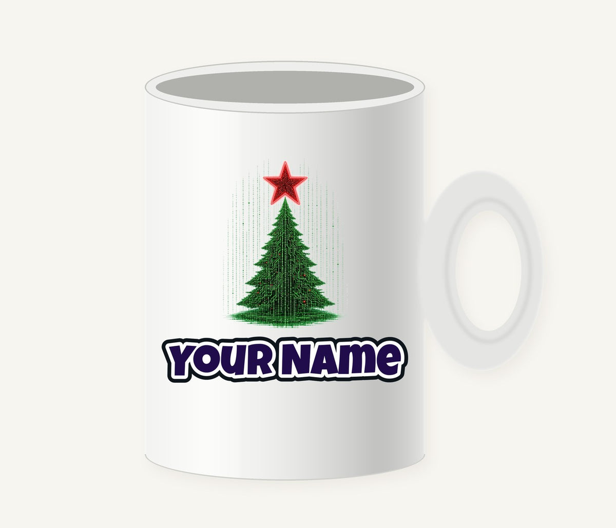 Binary Code Christmas Tree Personalised Christmas Mug