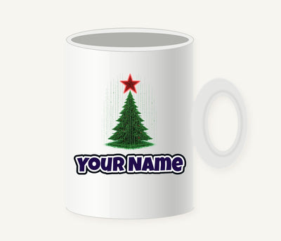 Binary Code Christmas Tree Personalised Christmas Mug
