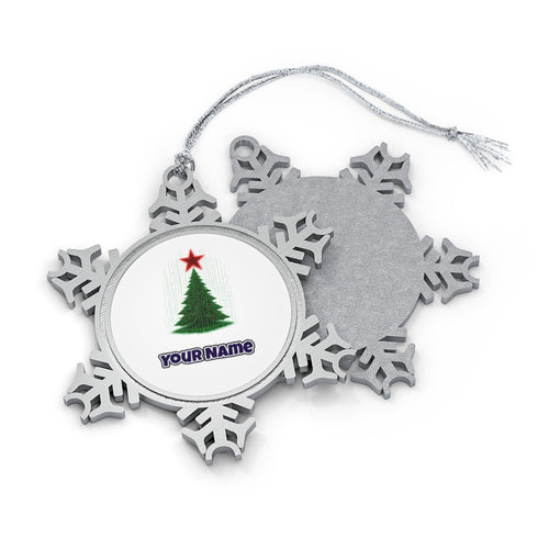Binary Code Christmas Tree Personalised Pewter Christmas Ornament
