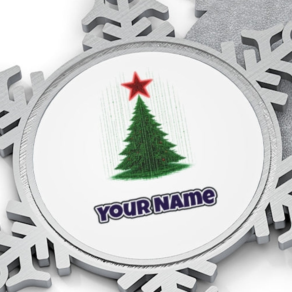 Binary Code Christmas Tree Personalised Pewter Christmas Ornament