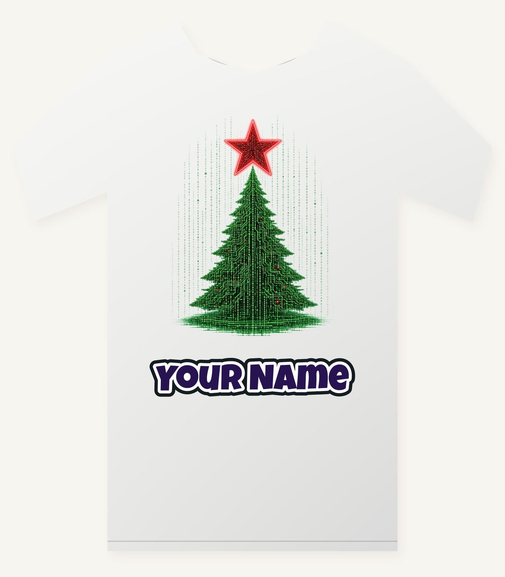 Binary Code Christmas Tree Personalised Christmas T-Shirt and Hoodie