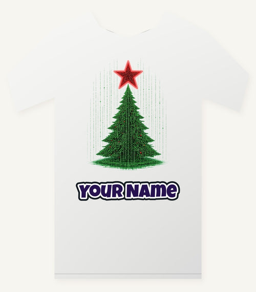 Binary Code Christmas Tree Personalised Christmas T-Shirt and Hoodie