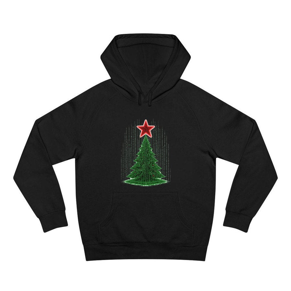 Binary Code Christmas Tree personalised Christmas hoodie in black