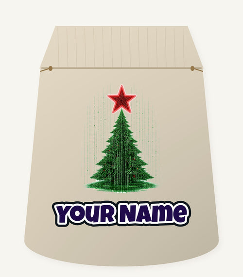 Binary Code Christmas Tree Personalised Santa Sack