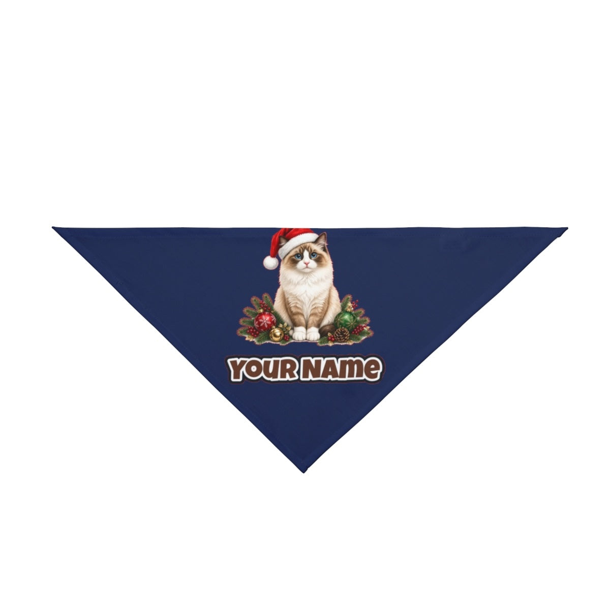 Birman personalised Christmas pet bandana in navy, tie-on style