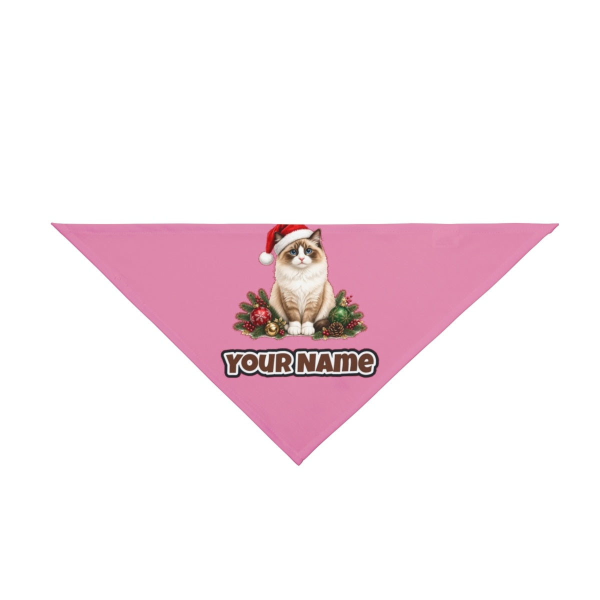 Birman personalised Christmas pet bandana in pink, tie-on style