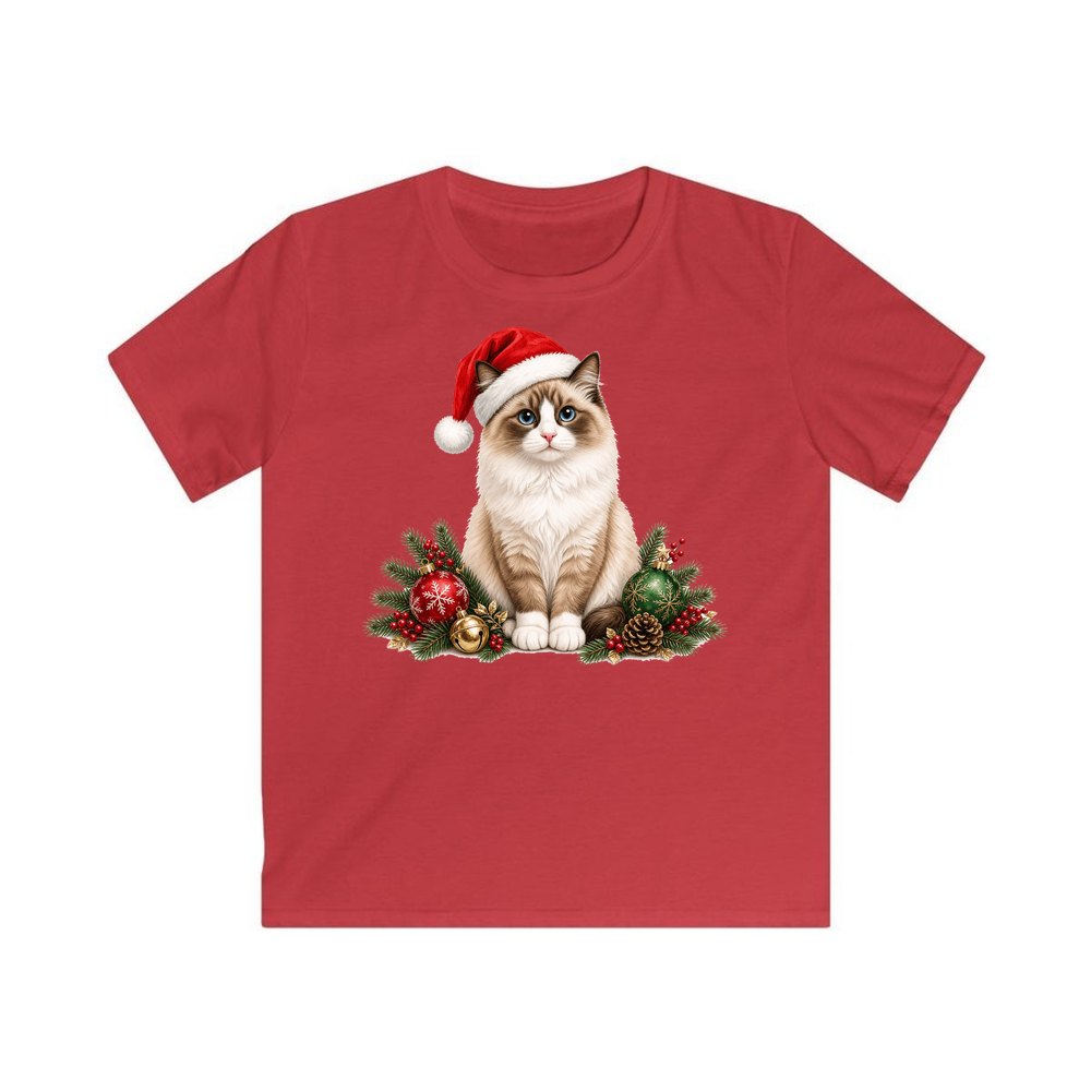Birman personalised kids Christmas tee in red