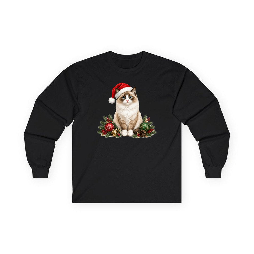 Birman personalised long sleeve Christmas T-shirt in black