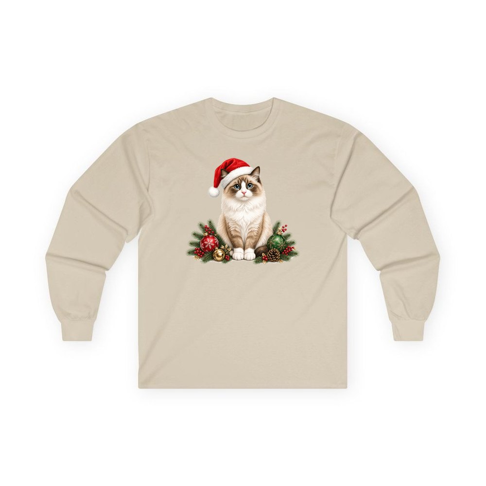 Birman personalised long sleeve Christmas T-shirt in sand