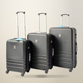 ABS Hard Shell Luggage Set, 3 Piece, Black, on a plain cream background
