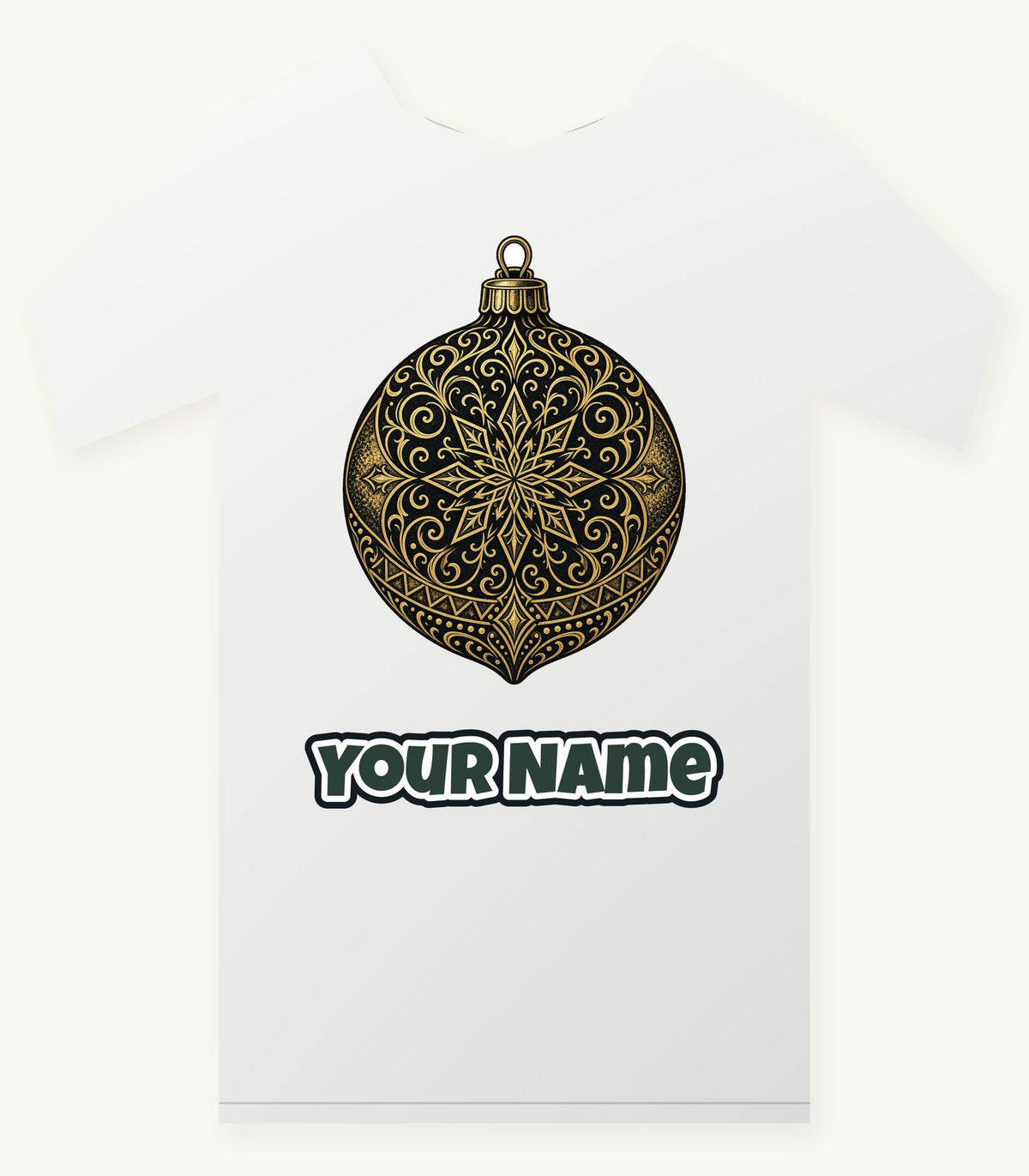 Black and Gold Bauble Personalised Christmas T-Shirt and Hoodie