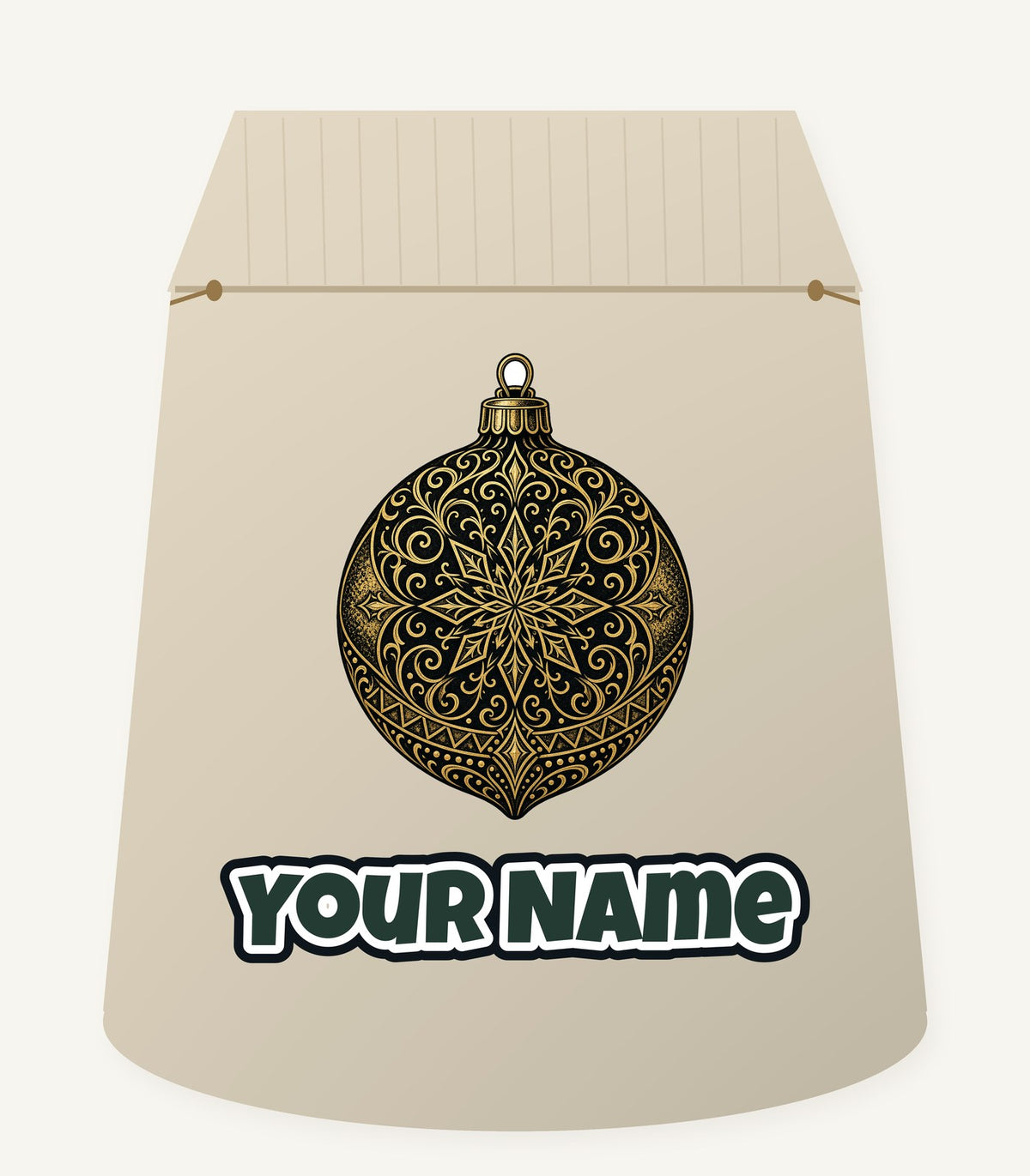 Black and Gold Bauble Personalised Santa Sack