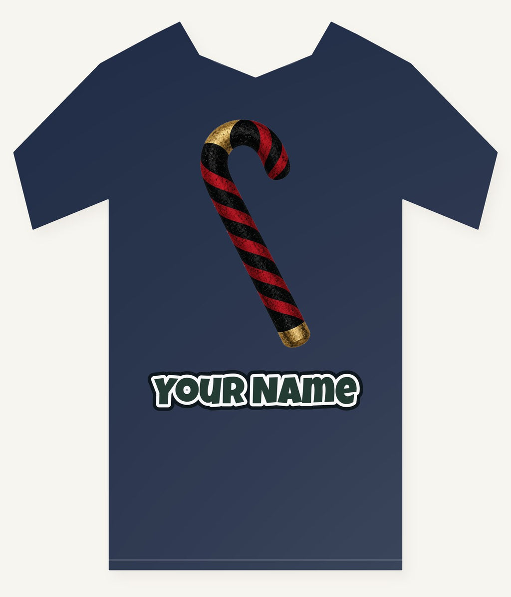 Black And Red Candy Cane Personalised Kids Tee and Baby Bodysuit