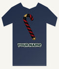 Black And Red Candy Cane Personalised Kids Tee and Baby Bodysuit