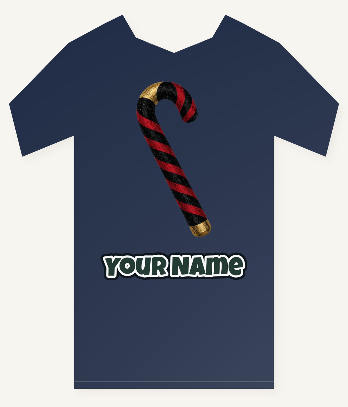 Black And Red Candy Cane Personalised Kids Tee and Baby Bodysuit