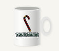 Black And Red Candy Cane Personalised Christmas Mug