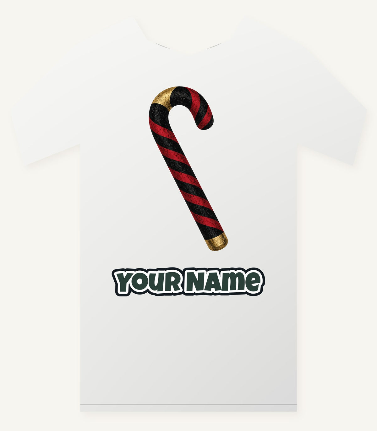 Black And Red Candy Cane Personalised Christmas T-Shirt and Hoodie