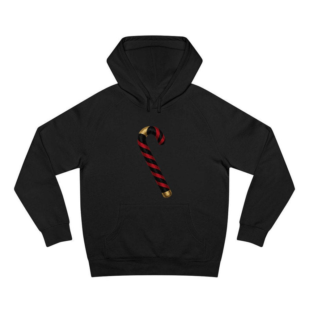 Black And Red Candy Cane personalised Christmas hoodie in black