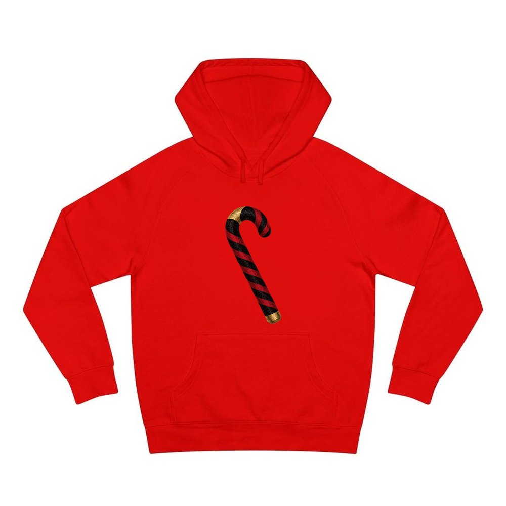 Black And Red Candy Cane personalised Christmas hoodie in red
