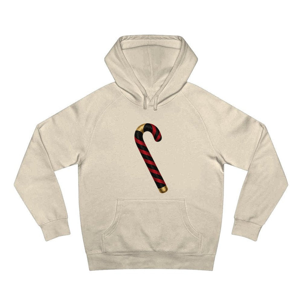 Black And Red Candy Cane personalised Christmas hoodie in sand