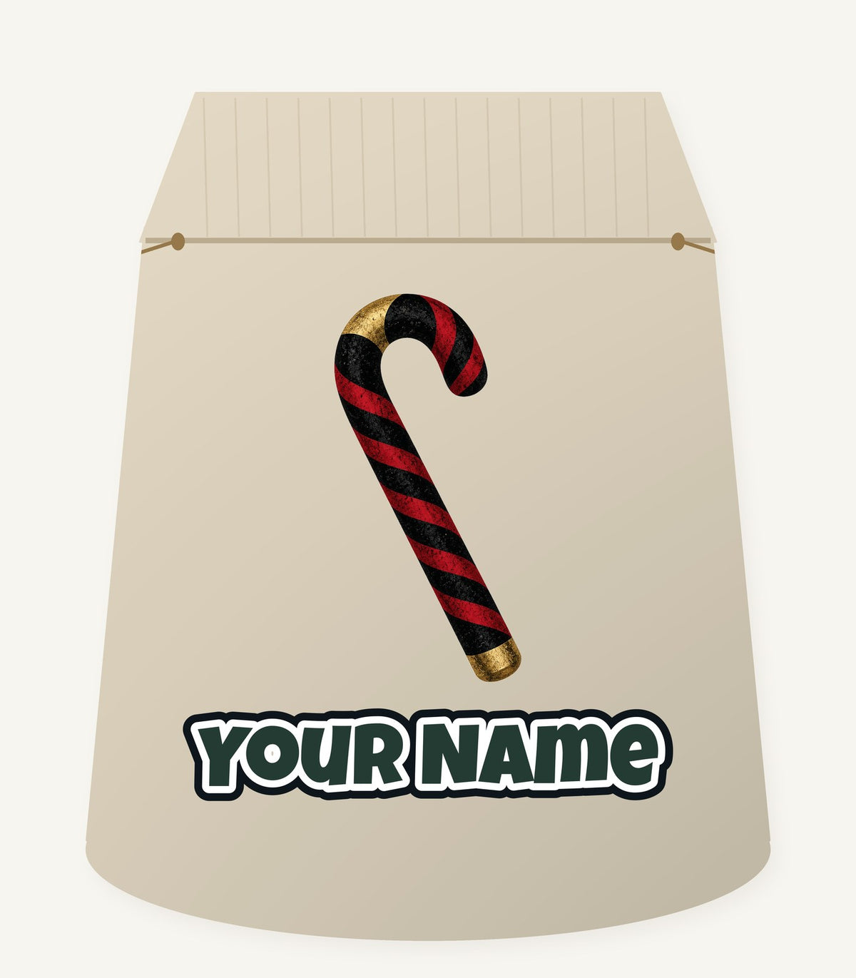 Black And Red Candy Cane Personalised Santa Sack