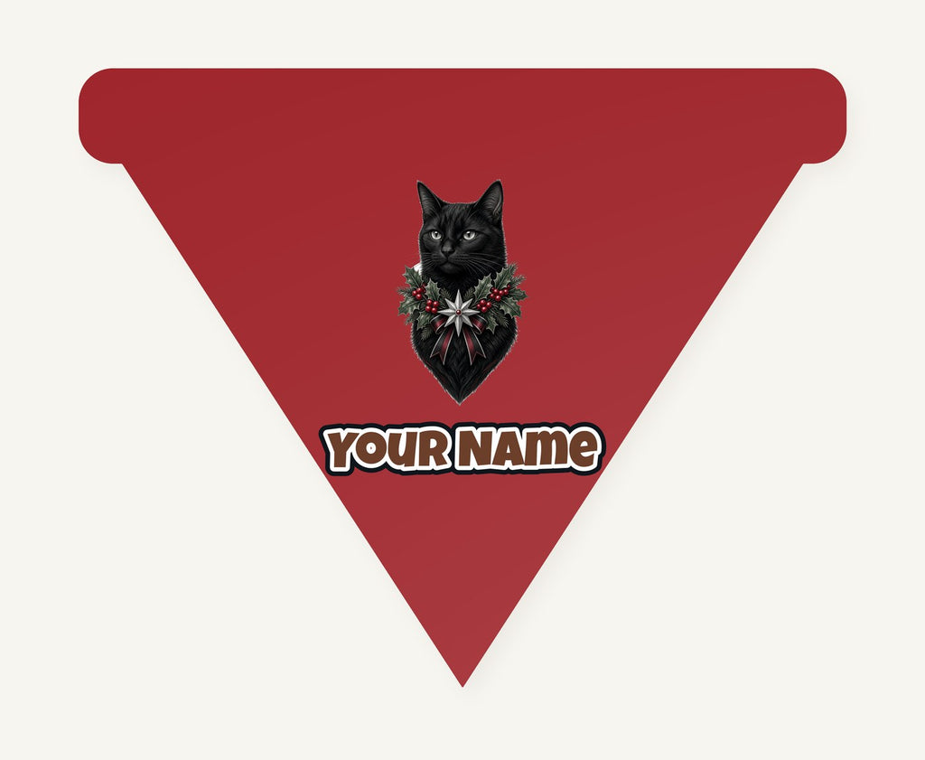 Black Cat Holly Collar Personalised Christmas Dog Bandana