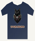Black Cat Holly Collar Personalised Kids and Baby Christmas Tee