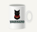 Black Cat In Bell Collar Personalised Christmas Mug