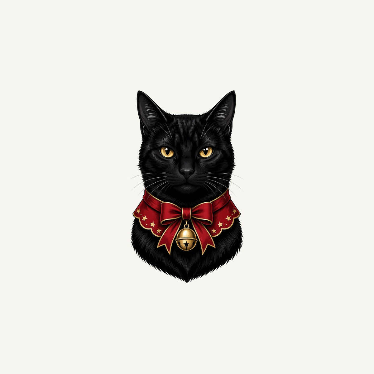 Black Cat In Bell Collar Personalised Christmas Mug