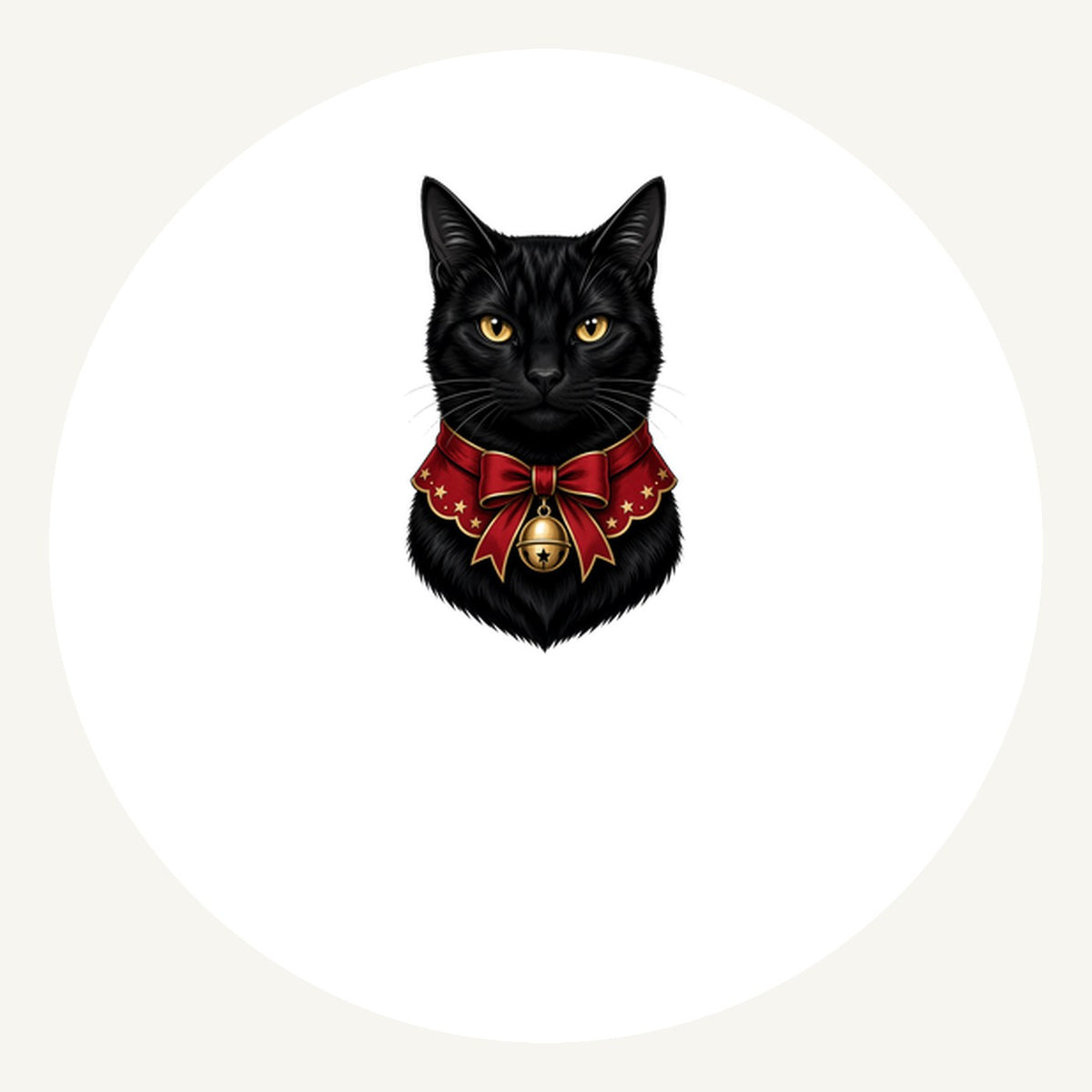 Black Cat In Bell Collar Personalised Pewter Christmas Ornament