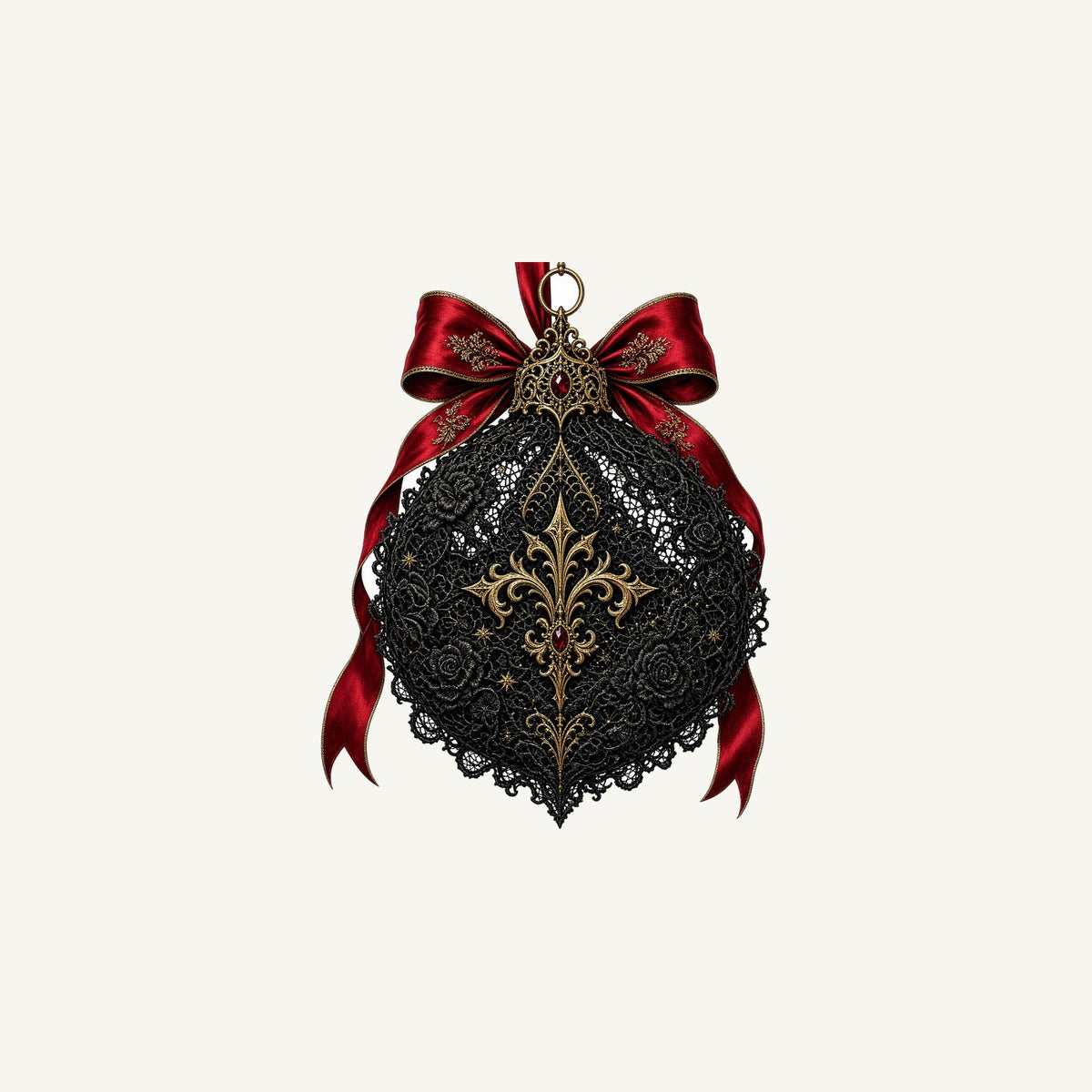 Black Lace And Gold Bauble Personalised Christmas Mug