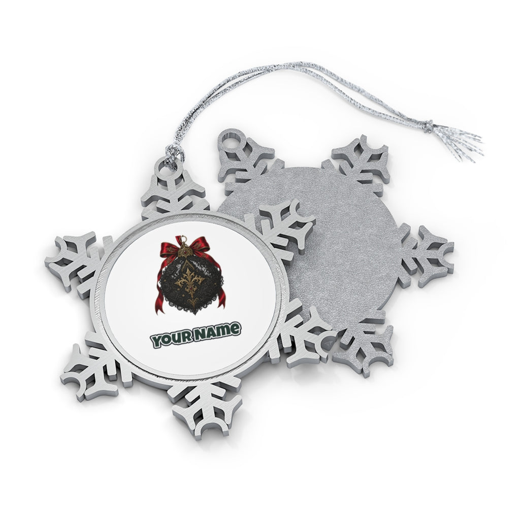 Black Lace And Gold Bauble Personalised Pewter Christmas Ornament