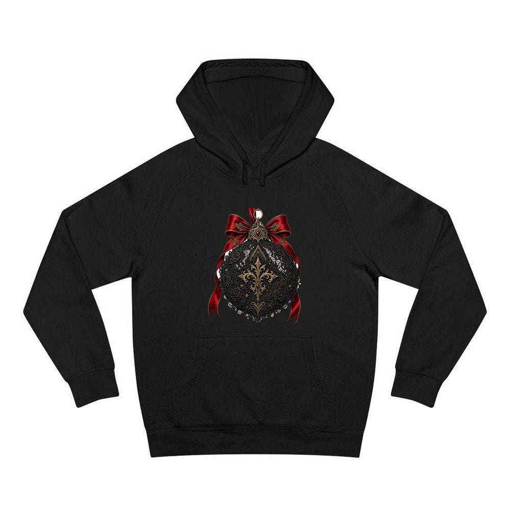 Black Lace And Gold Bauble personalised Christmas hoodie in black