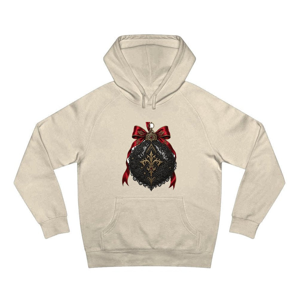 Black Lace And Gold Bauble personalised Christmas hoodie in sand
