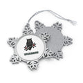 Black Owl On Holly Branch Personalised Pewter Christmas Ornament