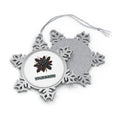 Black Rose With Holly Personalised Pewter Christmas Ornament