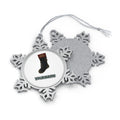 Black Velvet Holly Stocking Personalised Pewter Christmas Ornament