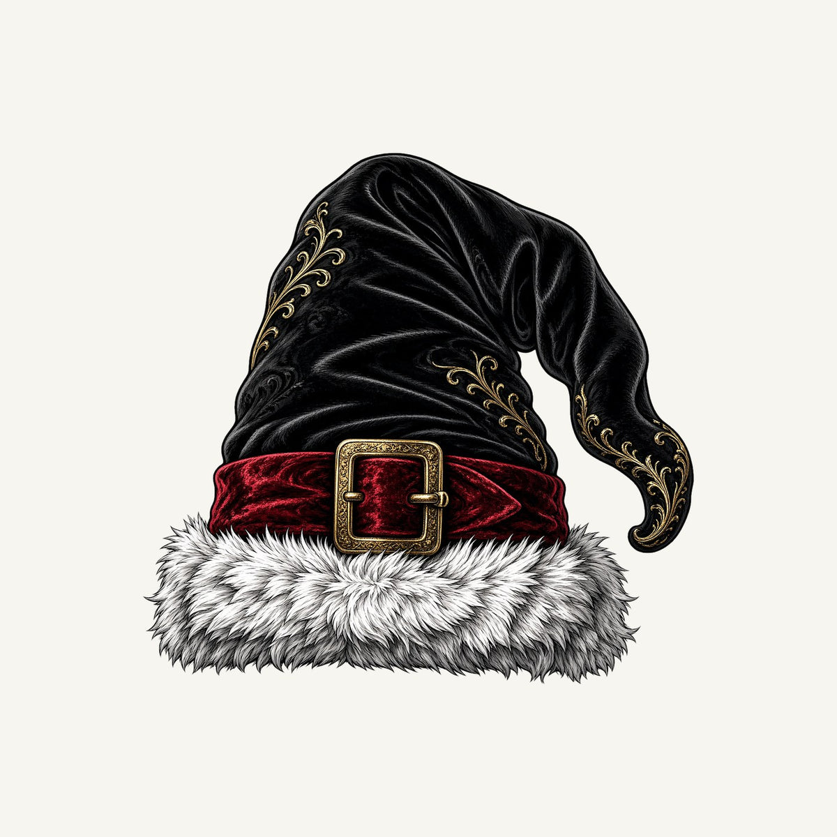 Black Velvet Santa Hat Personalised Kids Tee and Baby Bodysuit