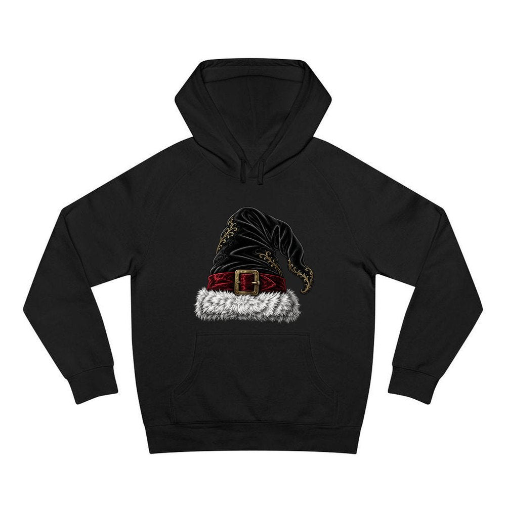 Black Velvet Santa Hat personalised Christmas hoodie in black