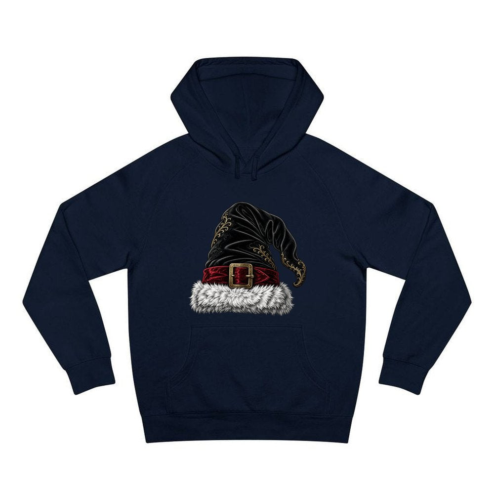 Black Velvet Santa Hat personalised Christmas hoodie in navy