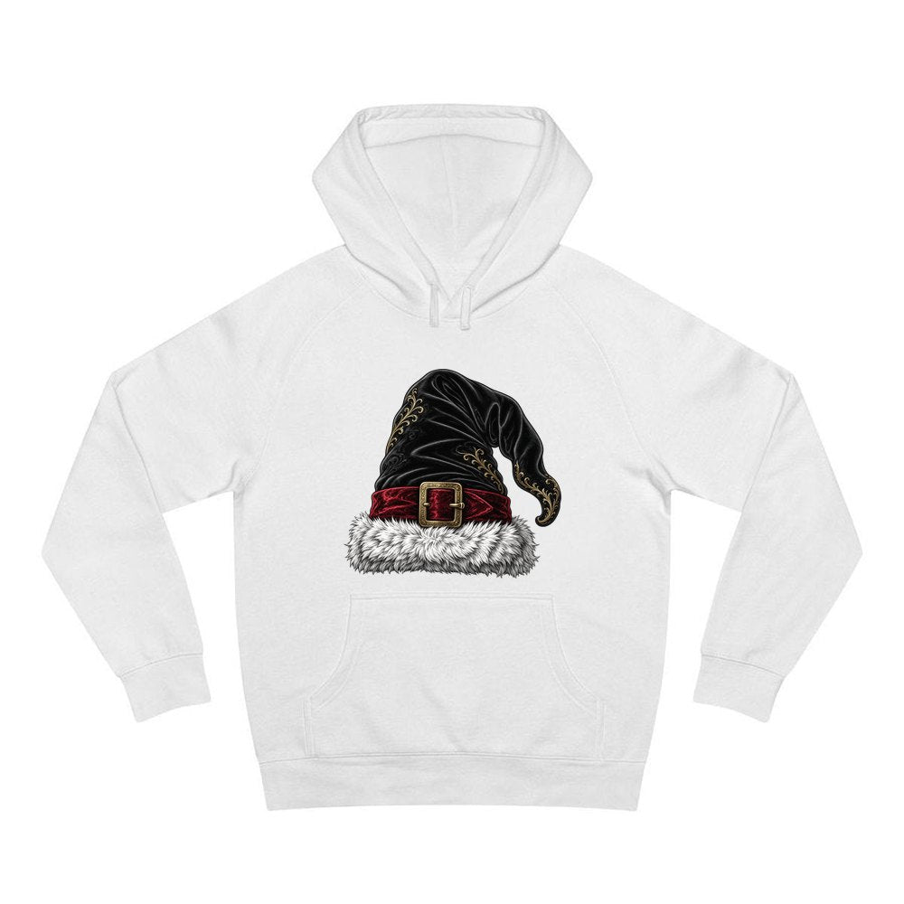 Black Velvet Santa Hat personalised Christmas hoodie in white