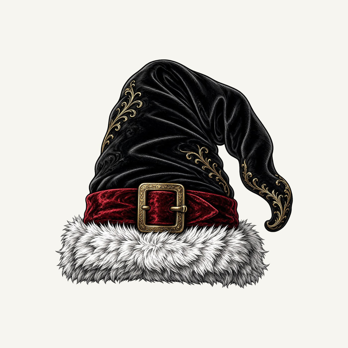 Black Velvet Santa Hat Personalised Santa Sack
